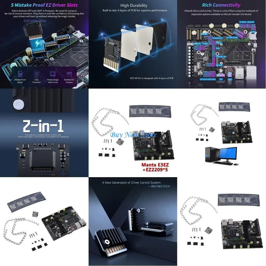 

20ce Manta E3EZ Silent Control Board Arm Cortex-M0 + серия STM32G0B1RE ChIP + EZ2209 5 СТИПЕР-МОТОРС