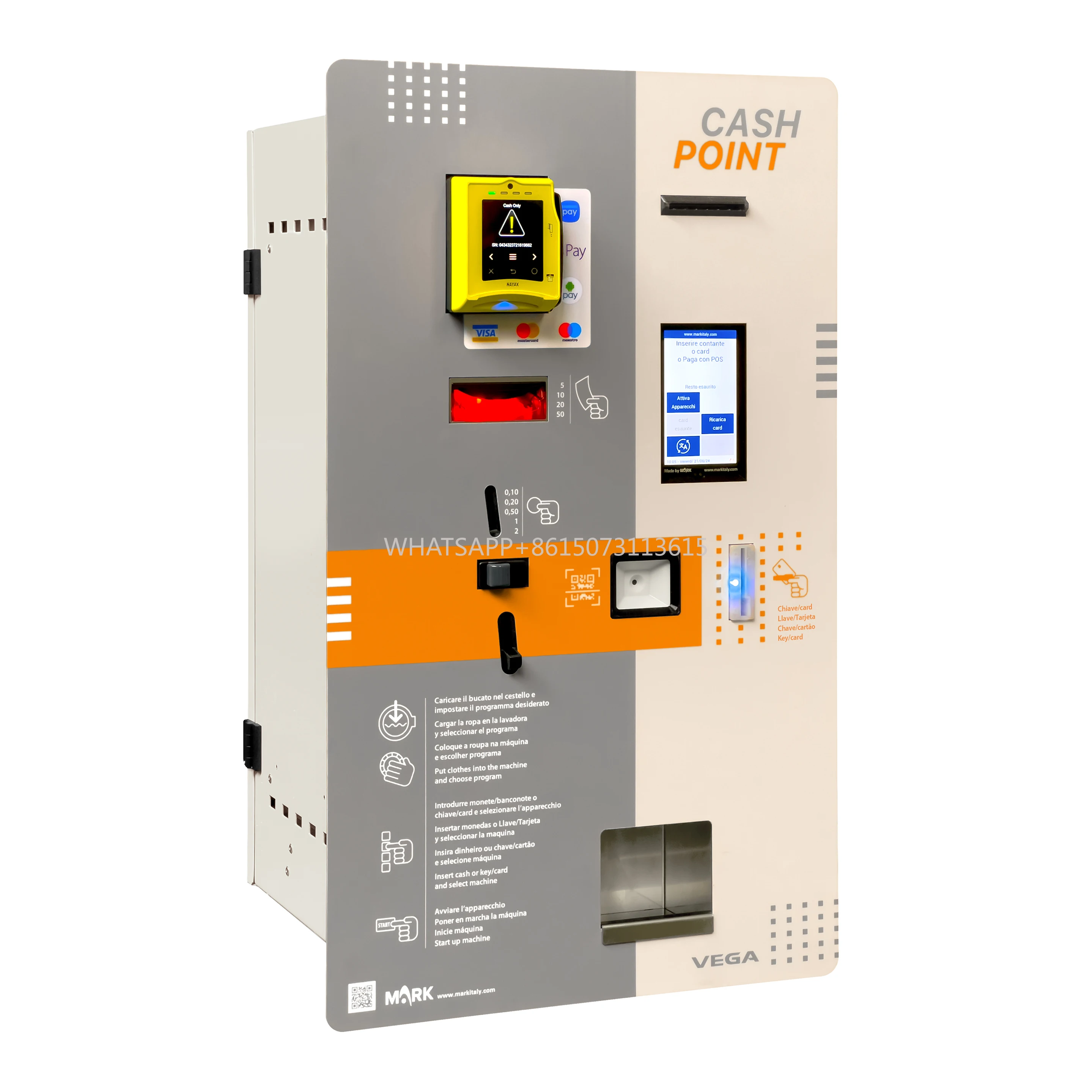 Sistema di cassa centralizzato VEGA TOUCH BASIC 5 per chioschi di pagamento efficienti per lavandati self-service