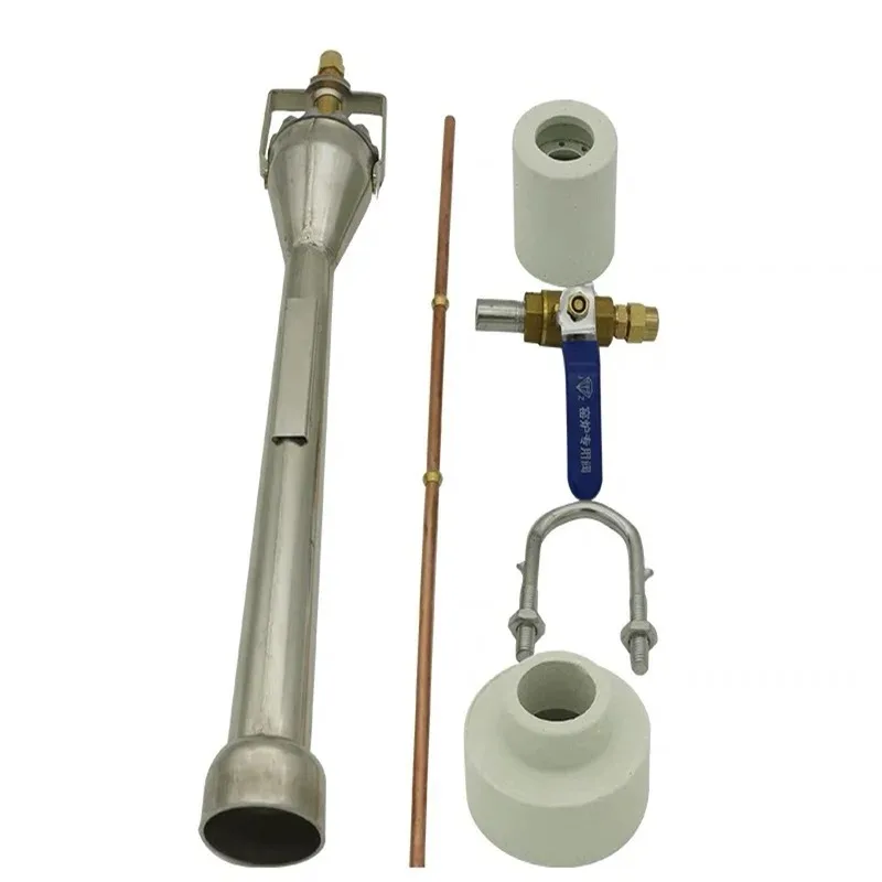 Gas Forge Burner Kit Venturi Burner Head Casting Iron with Brass Pipe for Melting Furnace Burner