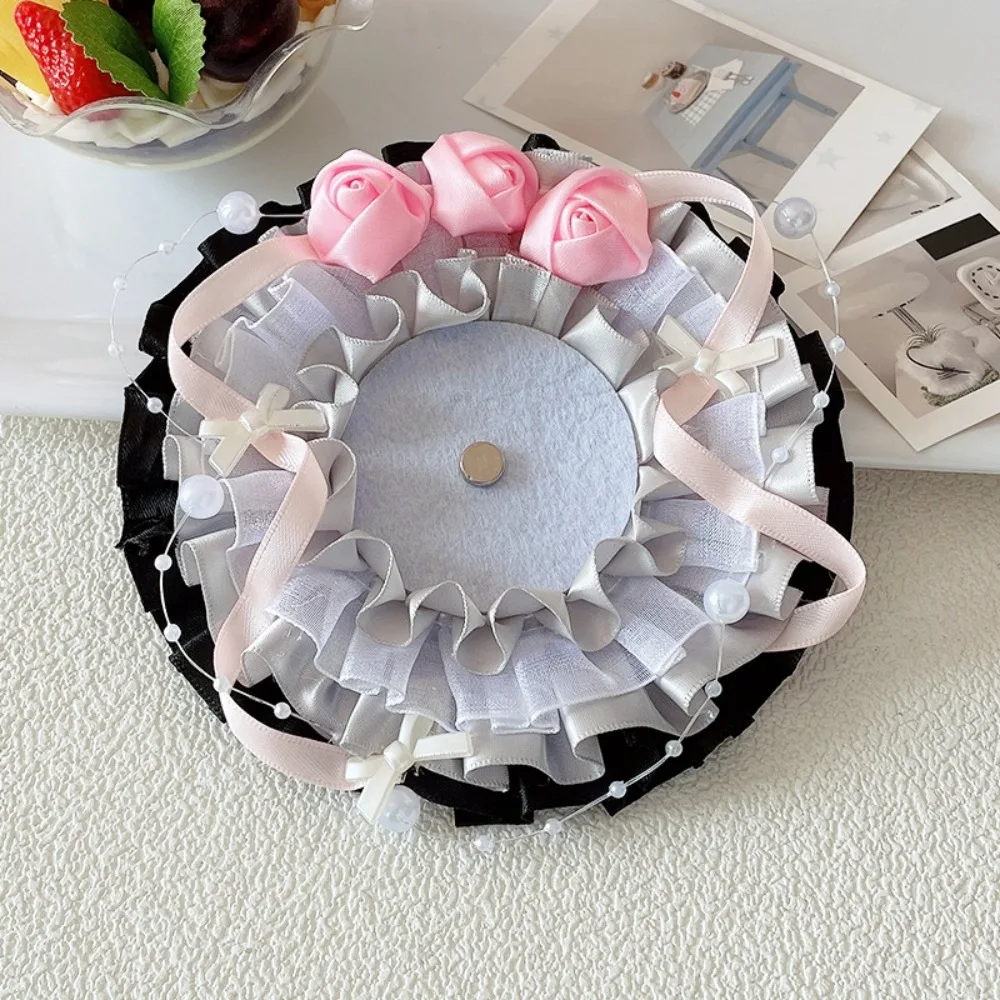 

Cute Lace Magnetic Anime Badge Holder Rose Candy Pins Display Base Star Bow Ornate Ribbon Badge Flower Badge Display