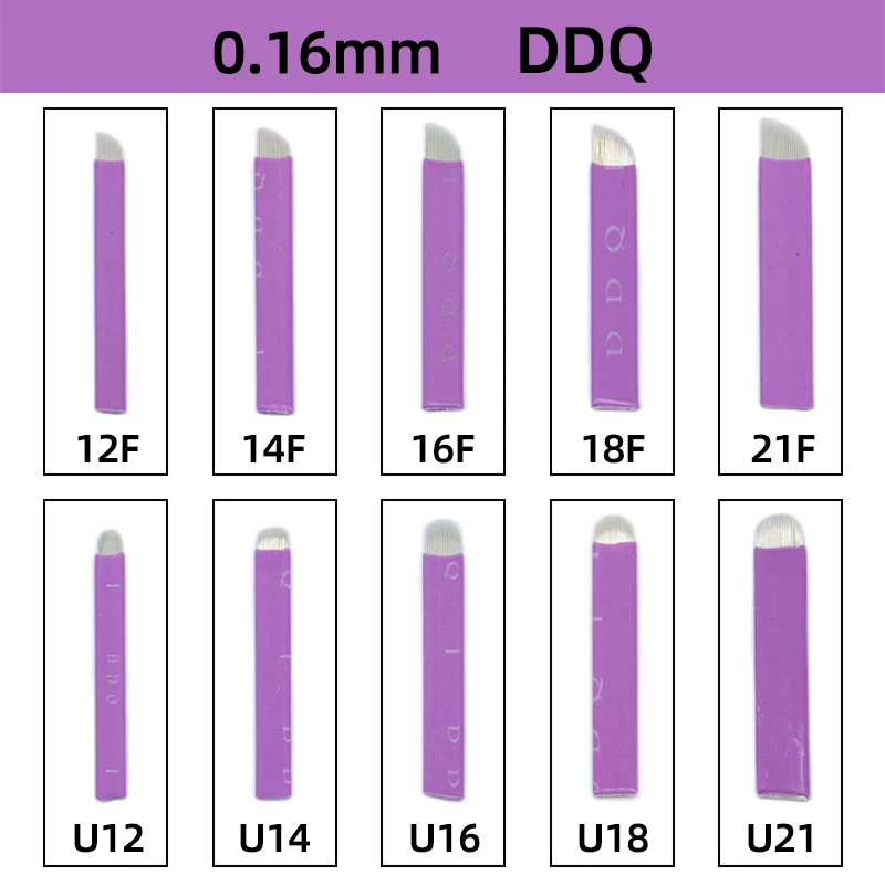 

DDQ Purple Microblading 0.16mm Tebori Blades Needles Tattoo needles Permanent Makeup Needle 12 14 16 18 21 Manual Eyebrow Blades