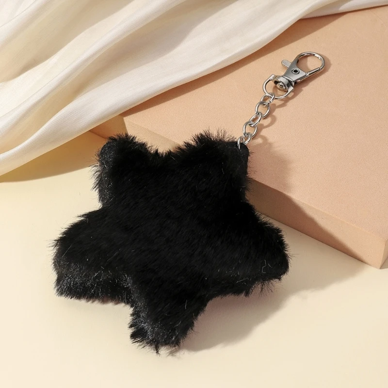 Plush Five-pointed Star Keychain Car Keyring Backpack Handbag Charm Pendant Drop Shipping