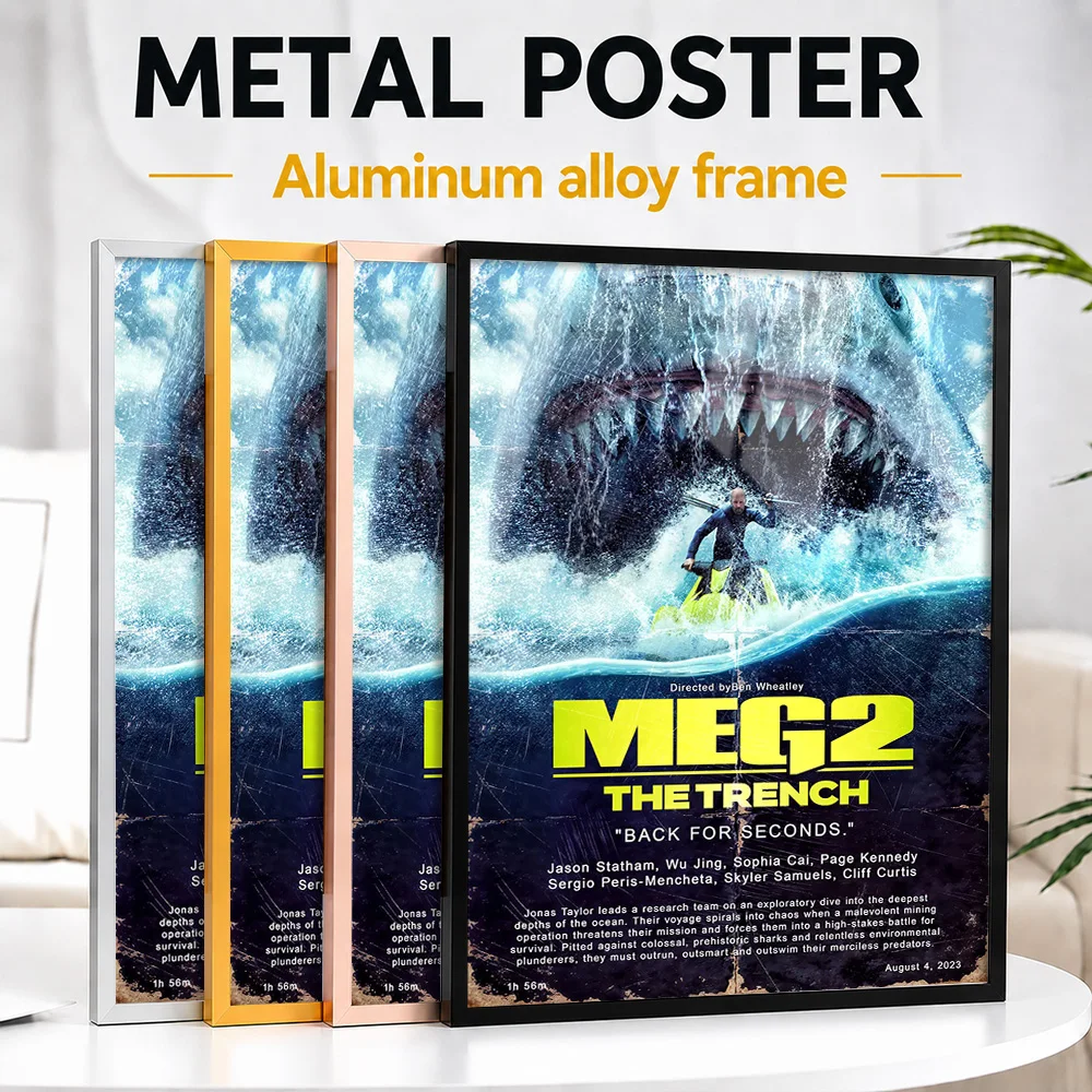 Meg 2 The Trench Movie Framed Metal Print Personalized Photographic Wall Art For Media Room And Home Office, Cinema Fan Gift