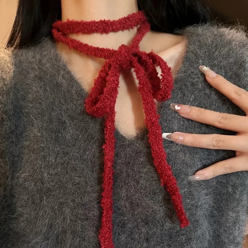 

Korea Elegant Solid Color Girl Ribbon Ultra-Thin Long Vintage Scarf Women's Decorative Tie Scarf
