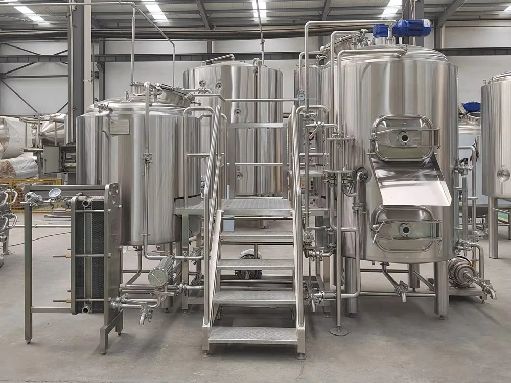 200L Combined 3 Vessel Brewhouse Beer Brewing Equipment Stacked Tank Save Space Designed Brewery Layout