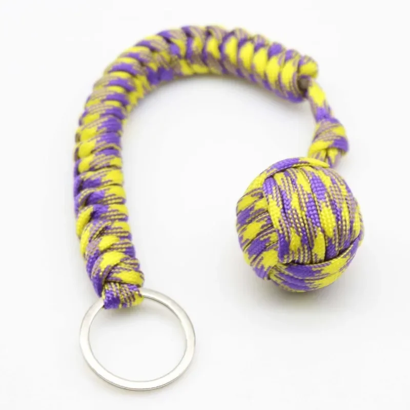 Multifunctional Emergency Escape Parachute Rope Woven with Hand Woven Steel Ball Self-Defense Keychain for Outdoor Safety