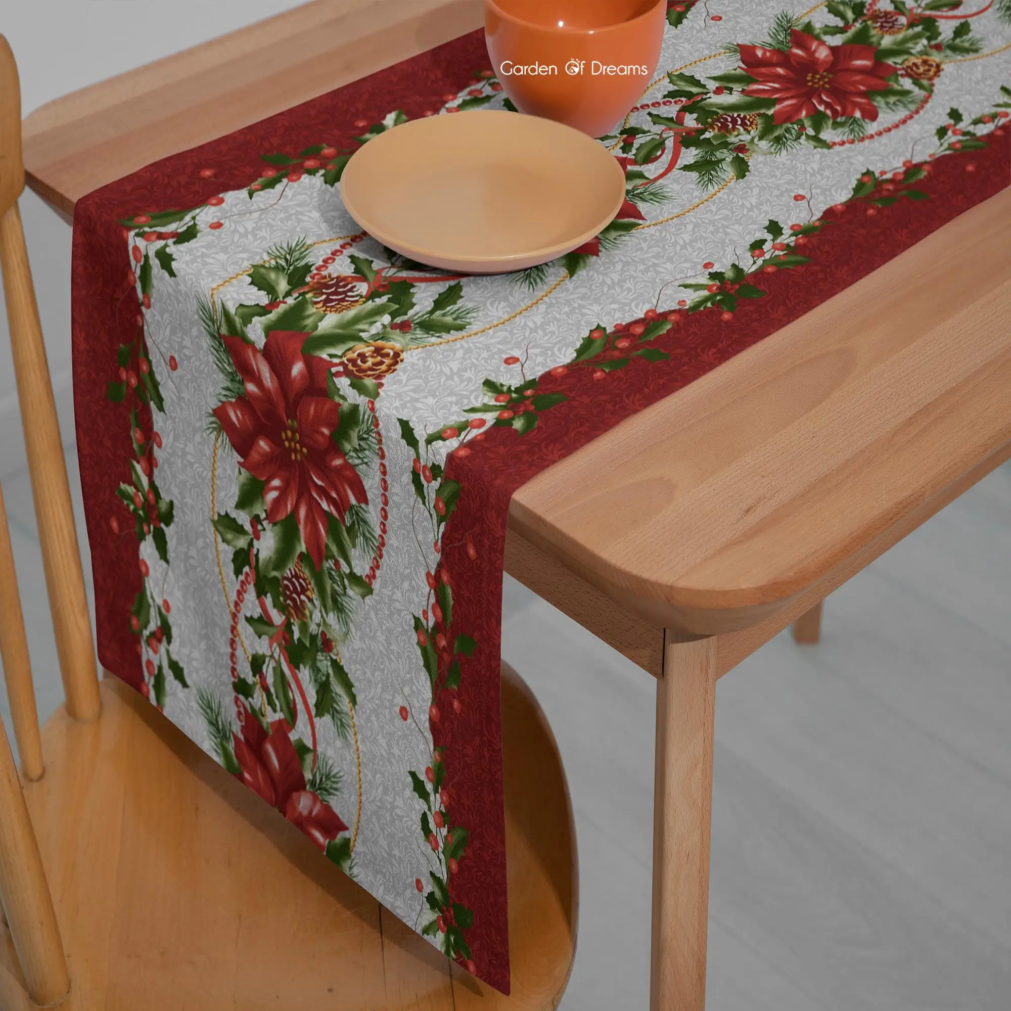 Flowers Bohemian Hashanah Pomegranate Line Table Runner Flowers & Birds Home Decor Dia De Los Muertos Party Table Decoration