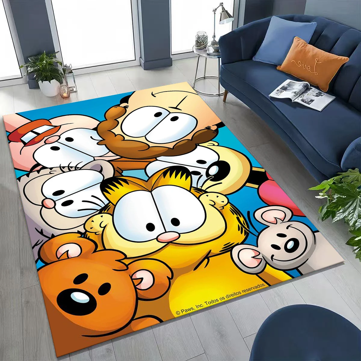 3D Funny G-Garfield Cartoon Carpet Rug for Bedroom Living Room Sofa Home Doormat Decor, Large Kids Play Non-slip Floor Mat Gift