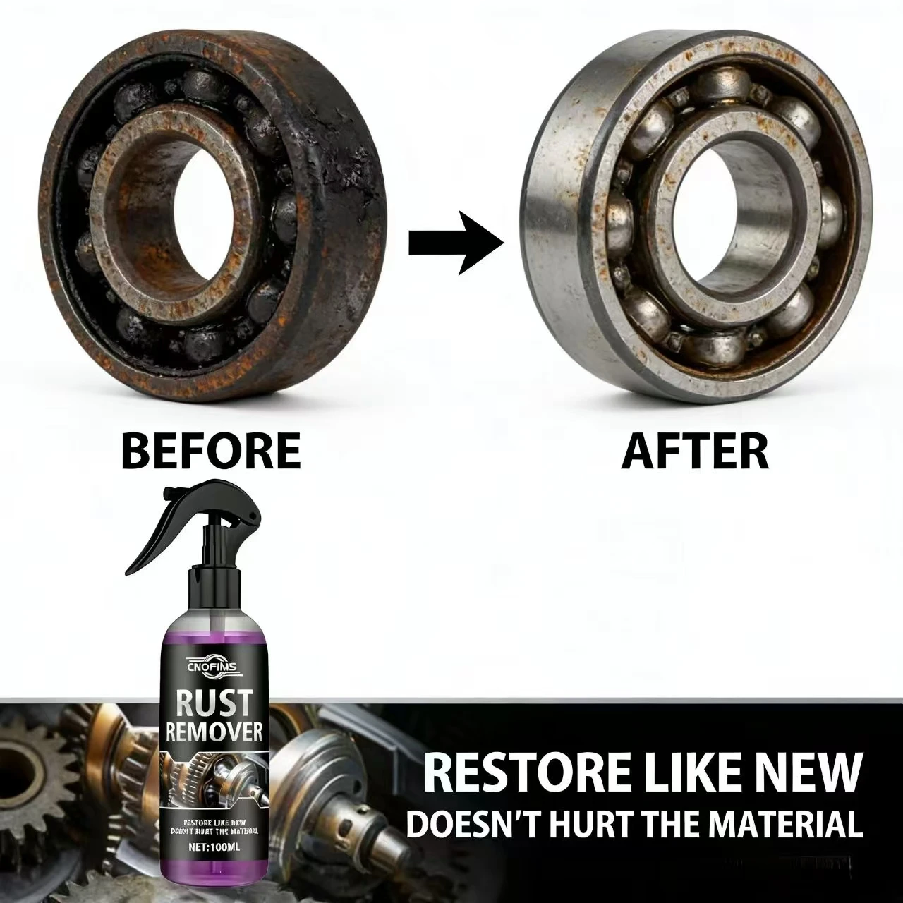 100ML CNOFIMS Rust Remover for BMW Toyota – Restore Like New, Doesn’t Hurt Material, Auto Parts Rust Removal Tool