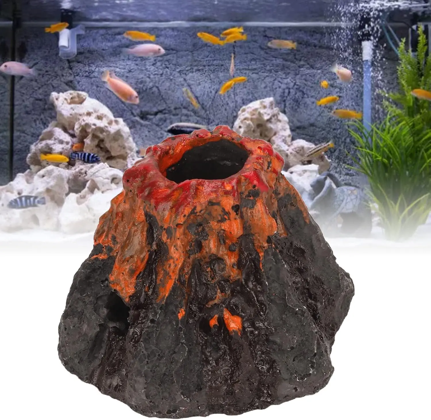 

Aquarium Volcano Shape Air Bubble Stone Oxygen Pump Decoration Ring Stone Tank Plate Air Pump Fish Tank Decoration