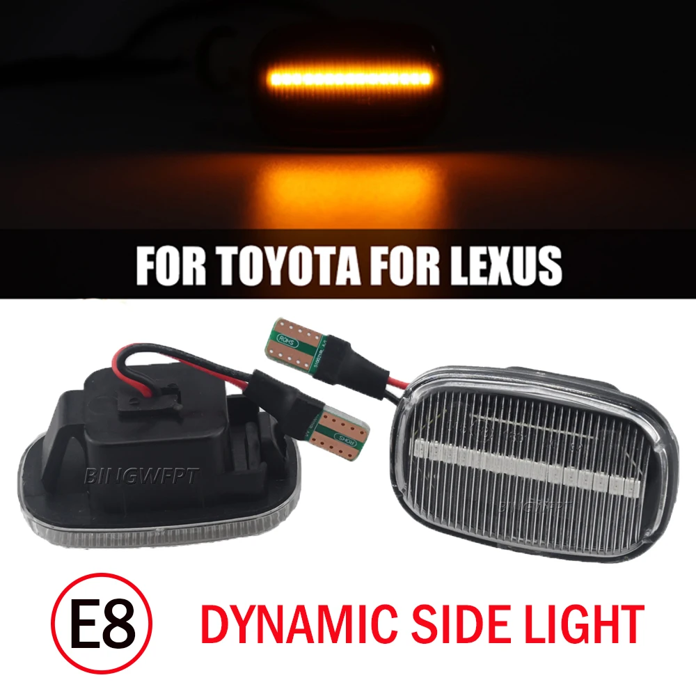 LED 다이나믹 사이드 턴 시그널 깜빡이 조명 2 개, 도요타 셀리카 어벤시스 베르소 비오스 프리우스 야리스 프로박스 수프라 MK4 스타렛용