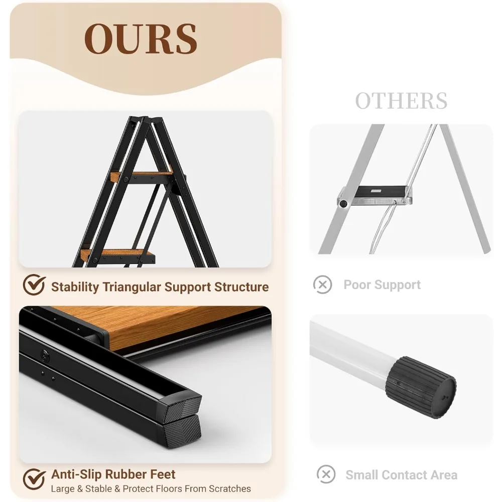 Escalera plegable para adultos: pedal ancho, capacidad de 330 libras, aluminio resistente, portátil