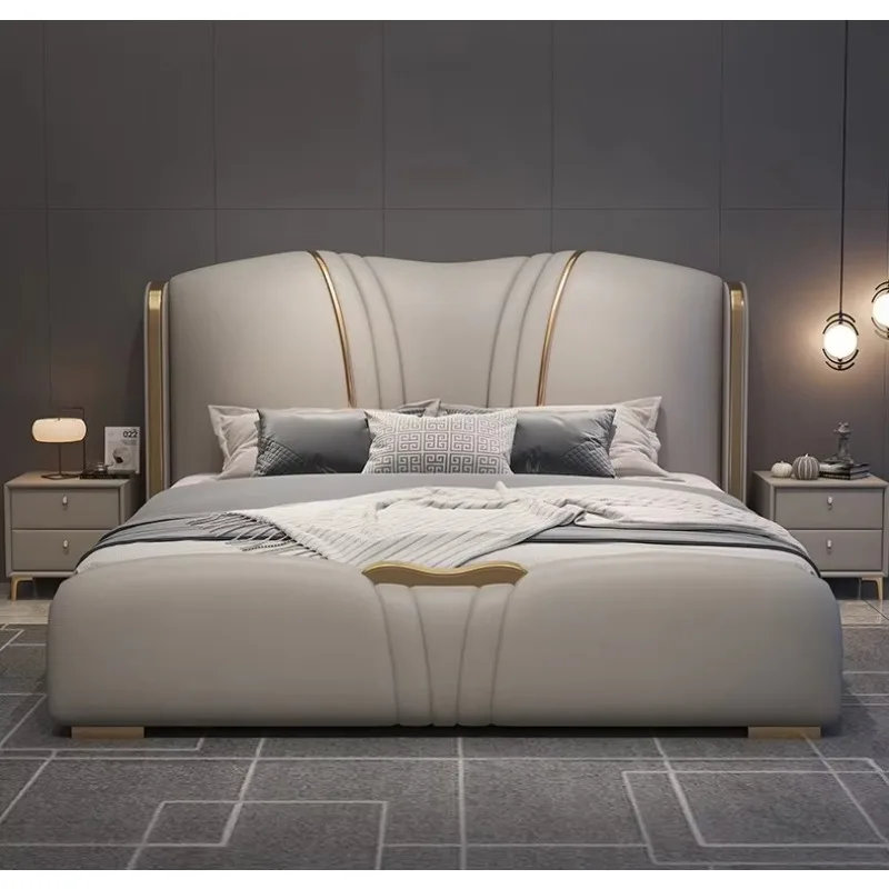 Modern Deluxe 1.8m Double Bed, King Bed, Upscale Home Master Bedroom Furniture