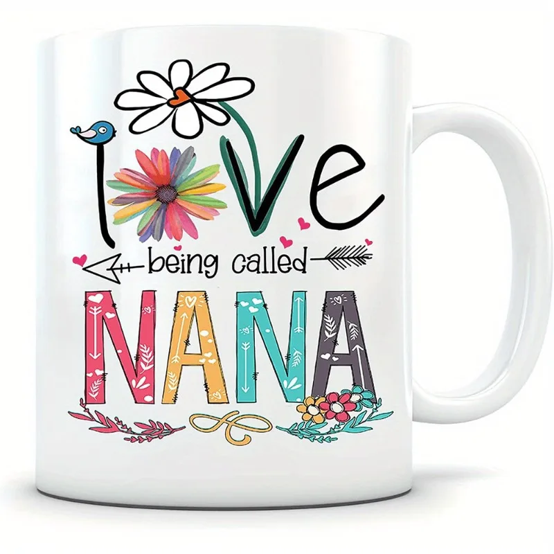 

1pc Nana's Delight Ceramic Coffee Cup - Microwave & Dishwasher Safe, Perfect Grandma Gift - 11 Ounces Capacity, Durable, Non-Tox