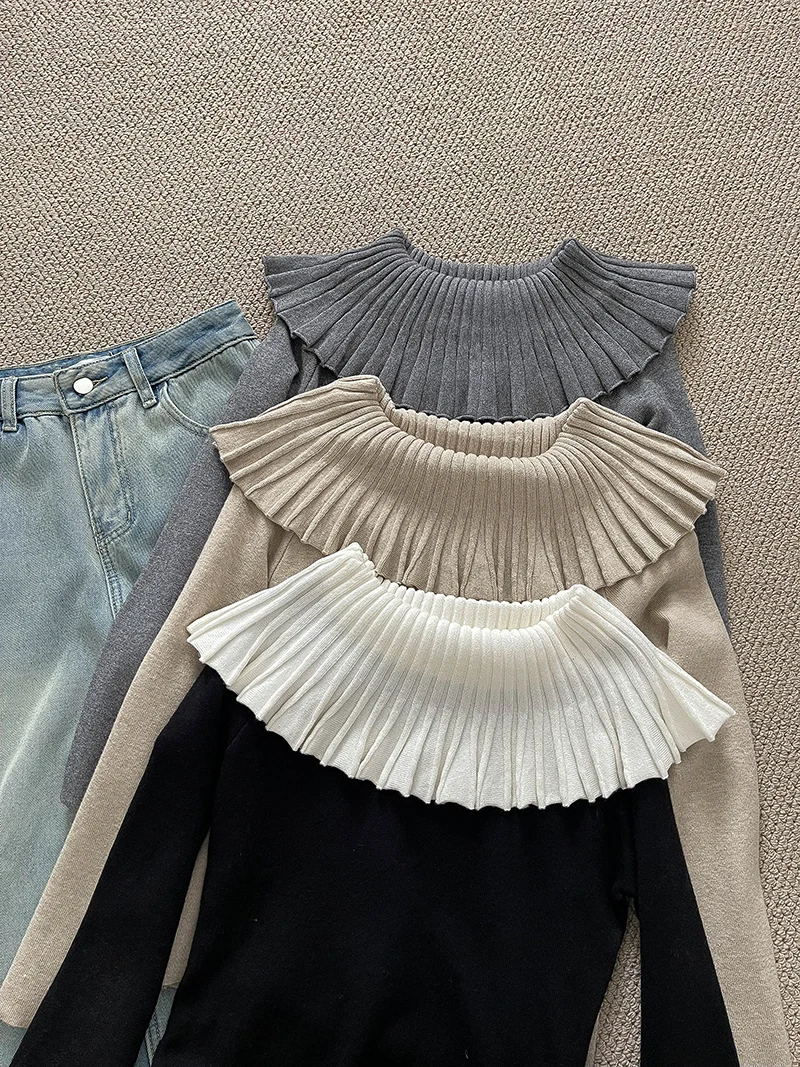 

Loose Fit Faionable Knitted Sweater Women's Autumn Winter New Sle One oulder Le Design Comfortable Warm Thermal Top