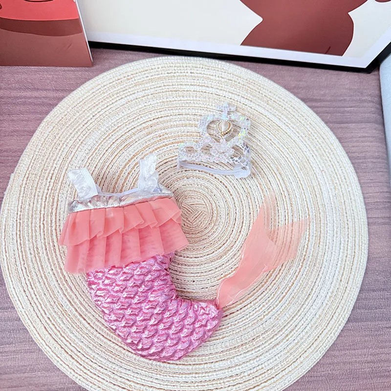 17cm ラブブー服 ブラインドボックス パンツ ウエストペンダント ピンクマーメイド 小さな王冠セット