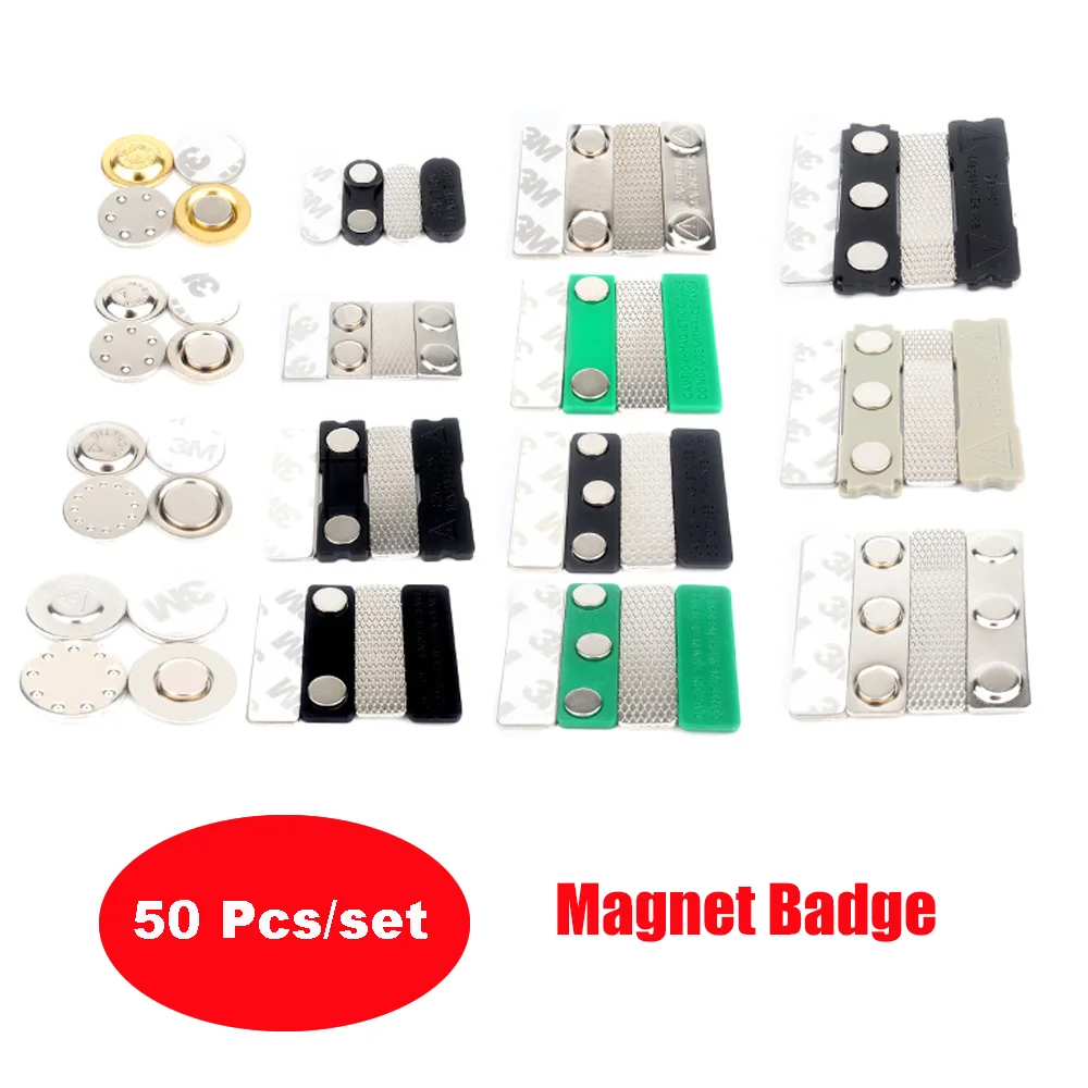 50 Pcs Magnetic Name Magnet Badge Self-adhesive Magnets Plastic Mental ID Card Name Tag Business Name Magnetic Tag Holder