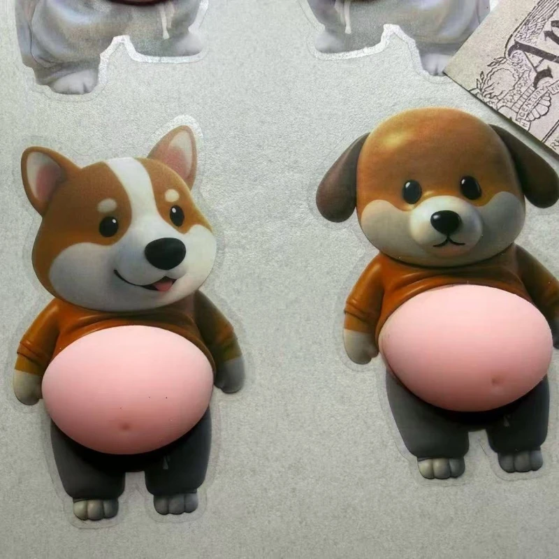 Cartoon Big Belly Puppy Pinch Fun Toy Cute Creative Decompression Car Anti-Collision Sticker DIY Children’s Birthday Gift view 3