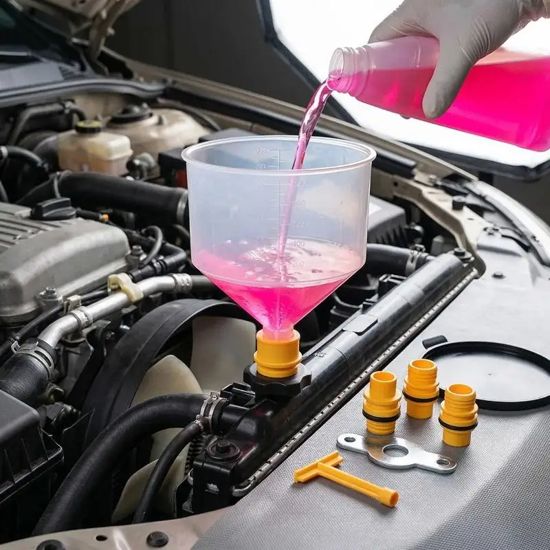 Spill Proof Car Radiator Funnel Kit 15pcs Universal Coolant Oil Fluid Filling Tool Set Auto Repair Maintenance Equipment