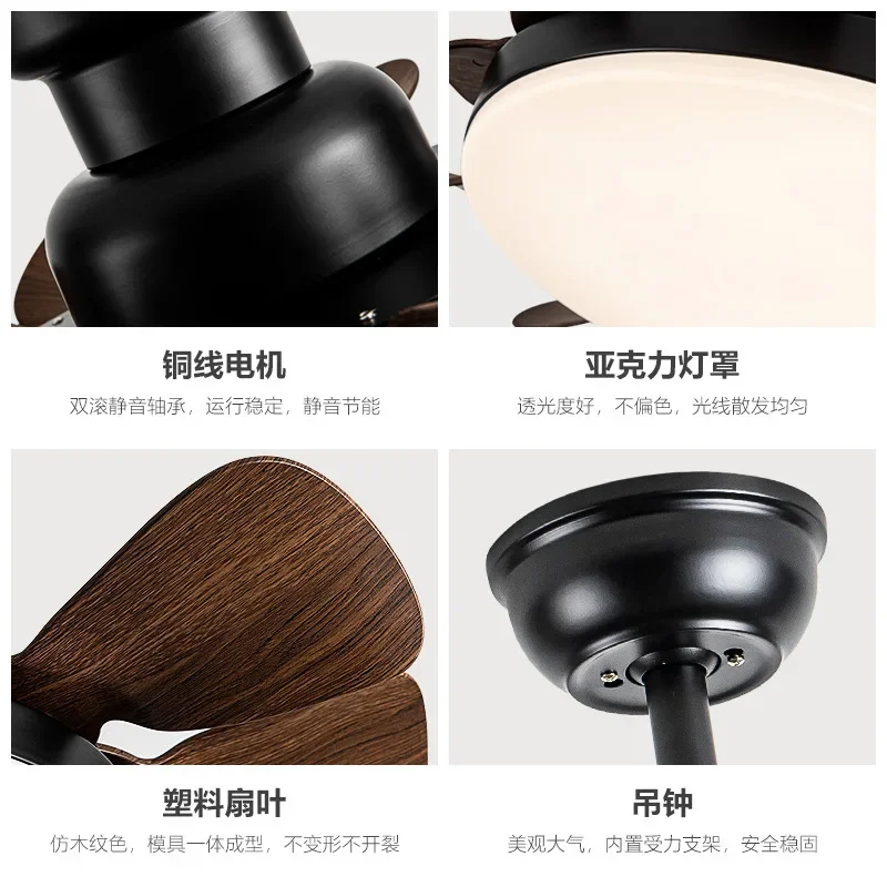 Nordic fan light, dining room, living room, strong wind, silent household chandelier, modern simplicity