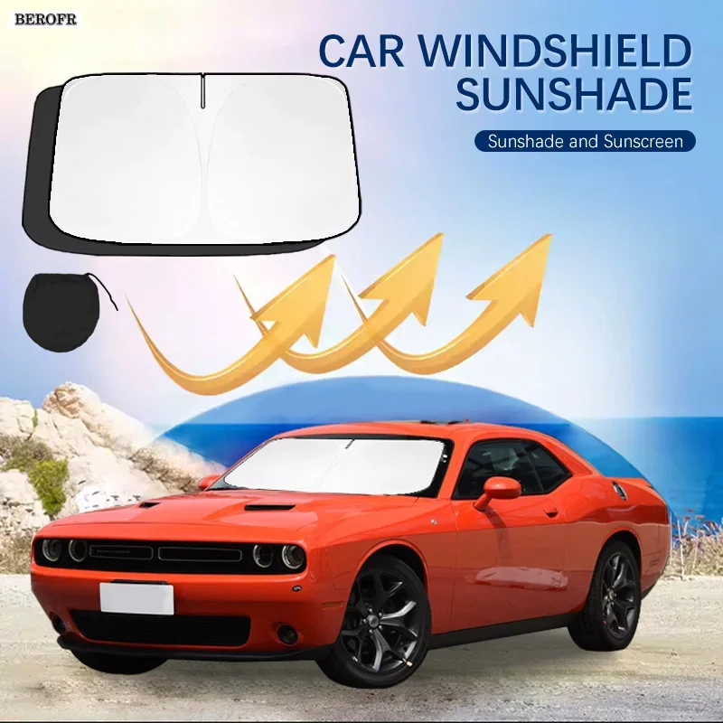 Car Windshield Sun Shade Covers Front Window Sunscreen UV Parasol For Dodge Challenger SRT Scat Pack Summer Car Accessories