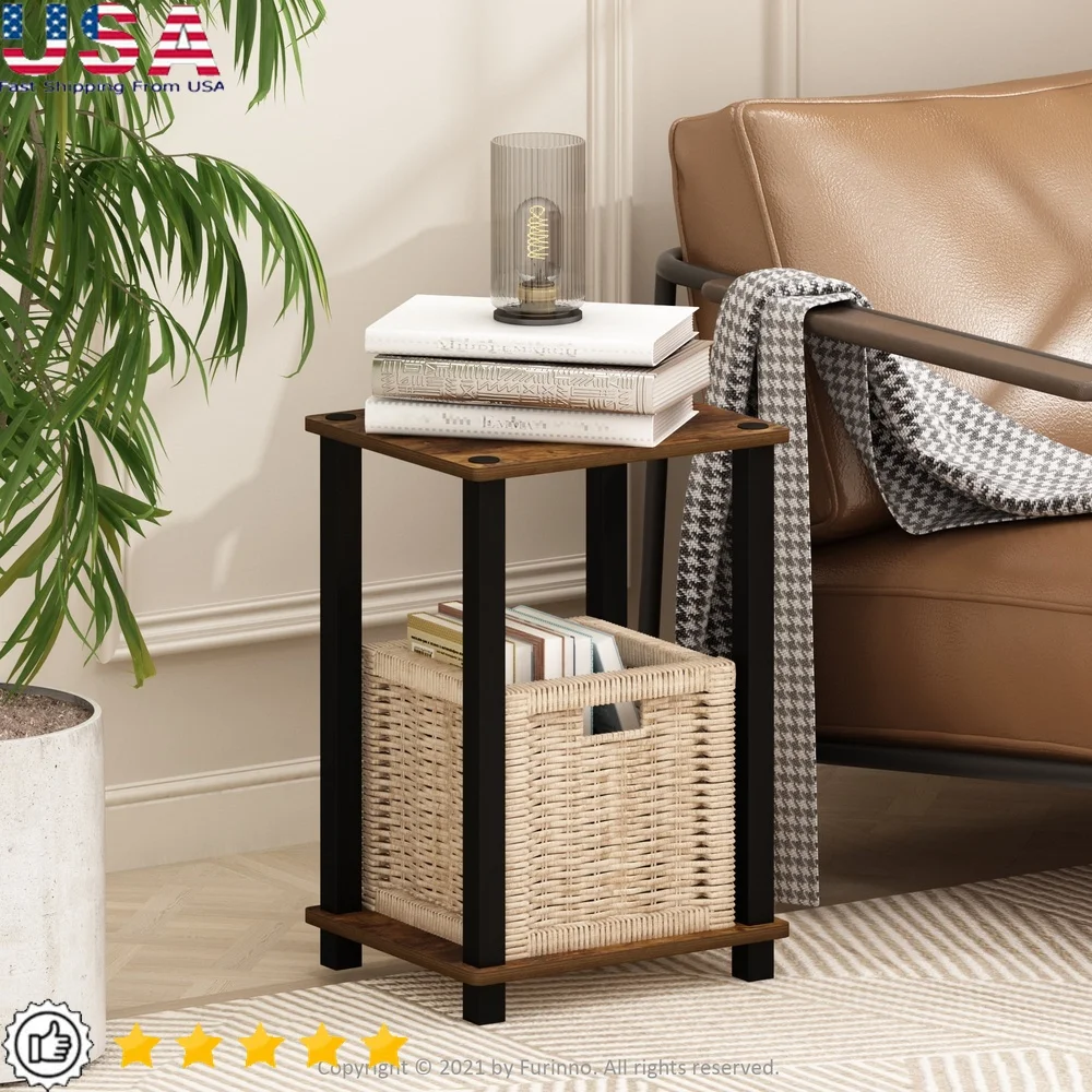 

Minimalist End Table Small Storage Shelf Easy Assembly Dorm Apartment Indoor Use Sturdy MDF Pine Wood Design