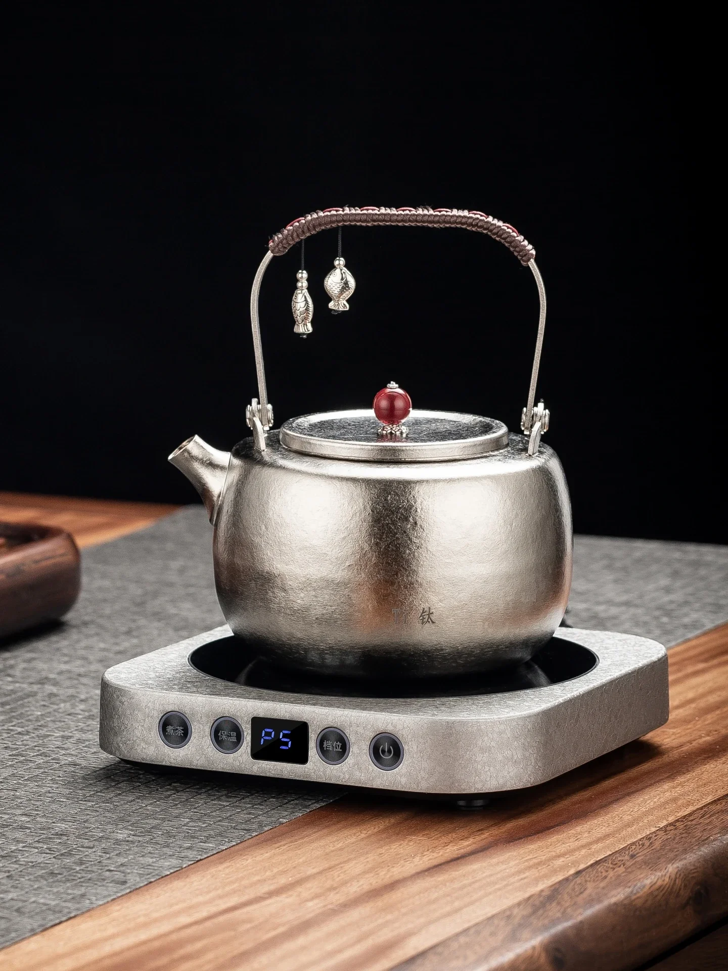 High-grade pure titanium kettle set, thermal insulation electric ceramic stove boiling water health tea set, household teapot