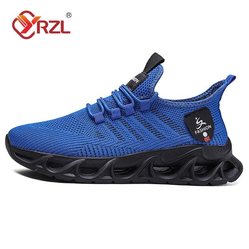 YRZL Men's Sports Shoes Breathable Lightweight Sneaker Outdoor Mesh Black Running Shoes Athletic Jogging Tenis Walking Shoes Man