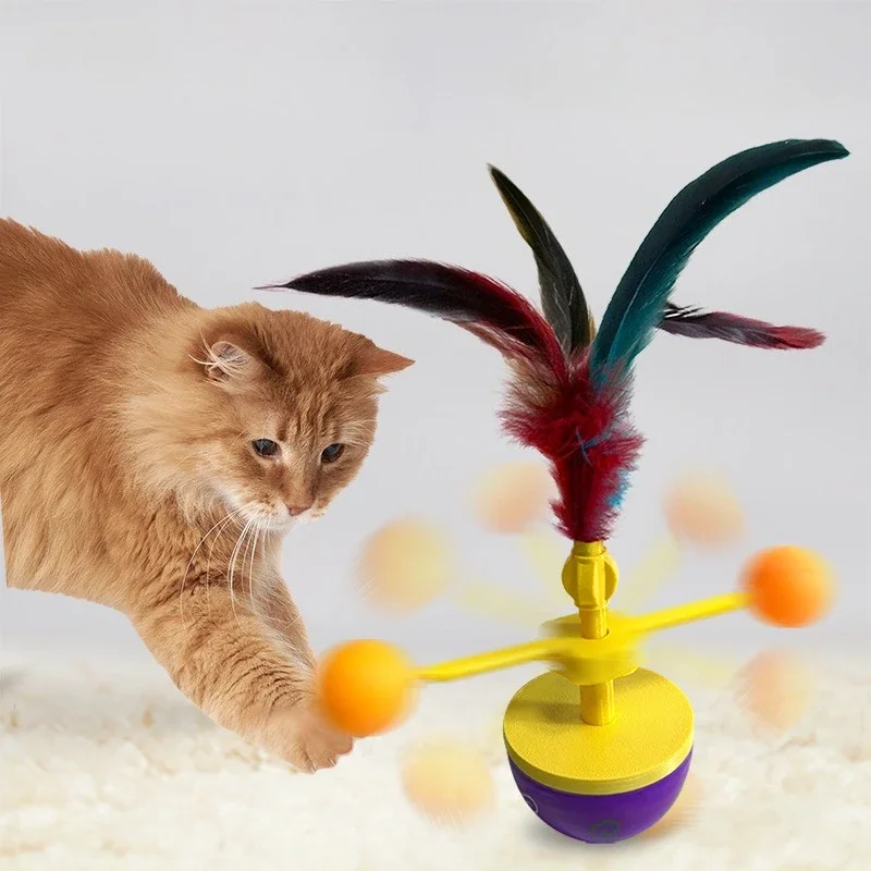 Katze Spielzeug Tumbler Spaß Necken Interaktive Feder Kätzchen Spielzeug Kratzen Ball Langlebig Biss Katze Zubehör
