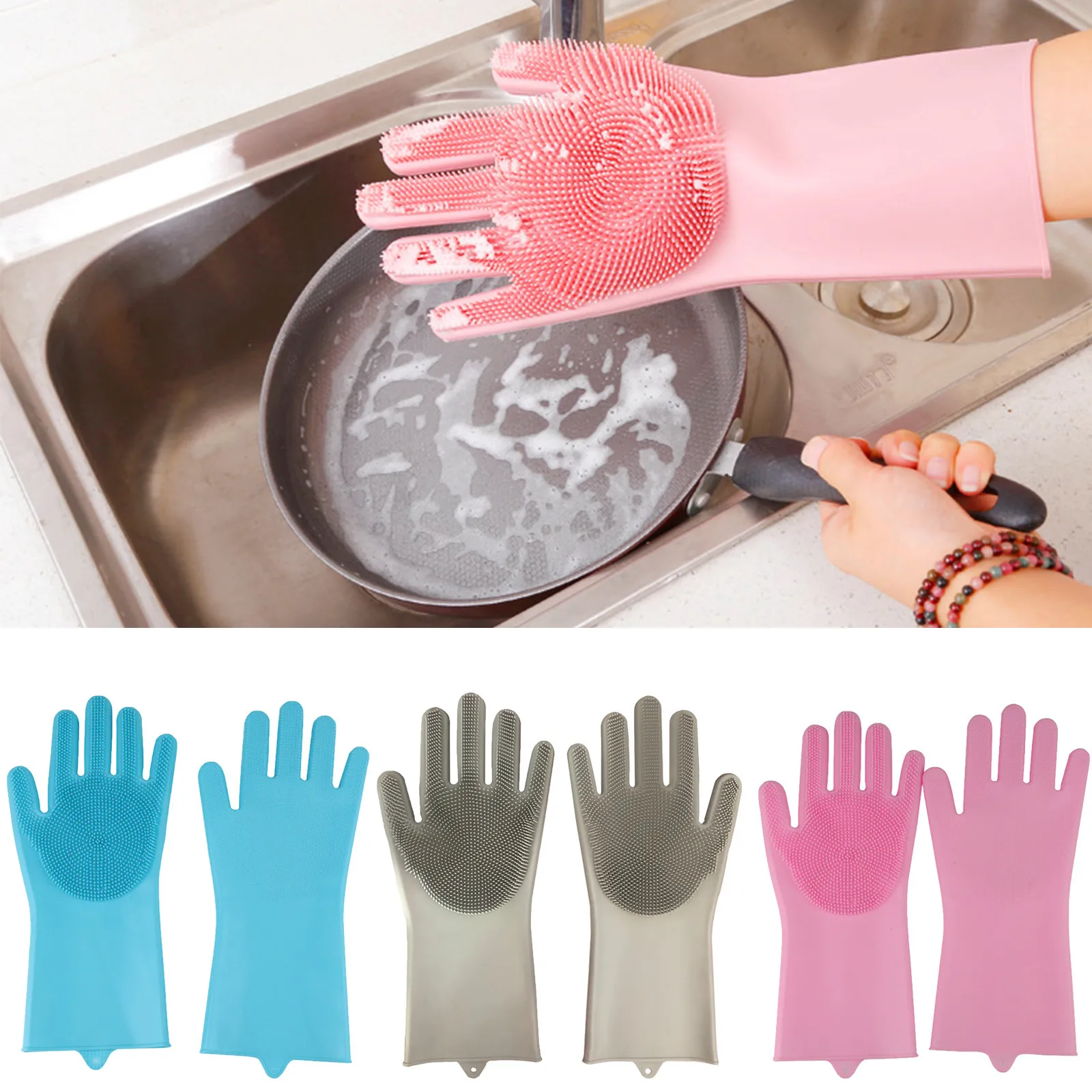 Afwas Siliconen Handschoenen Waterdichte Geïsoleerde Handschoenen Badkamer En Badkamer Schoonmaken Carwash Multifunctionele Handschoenen