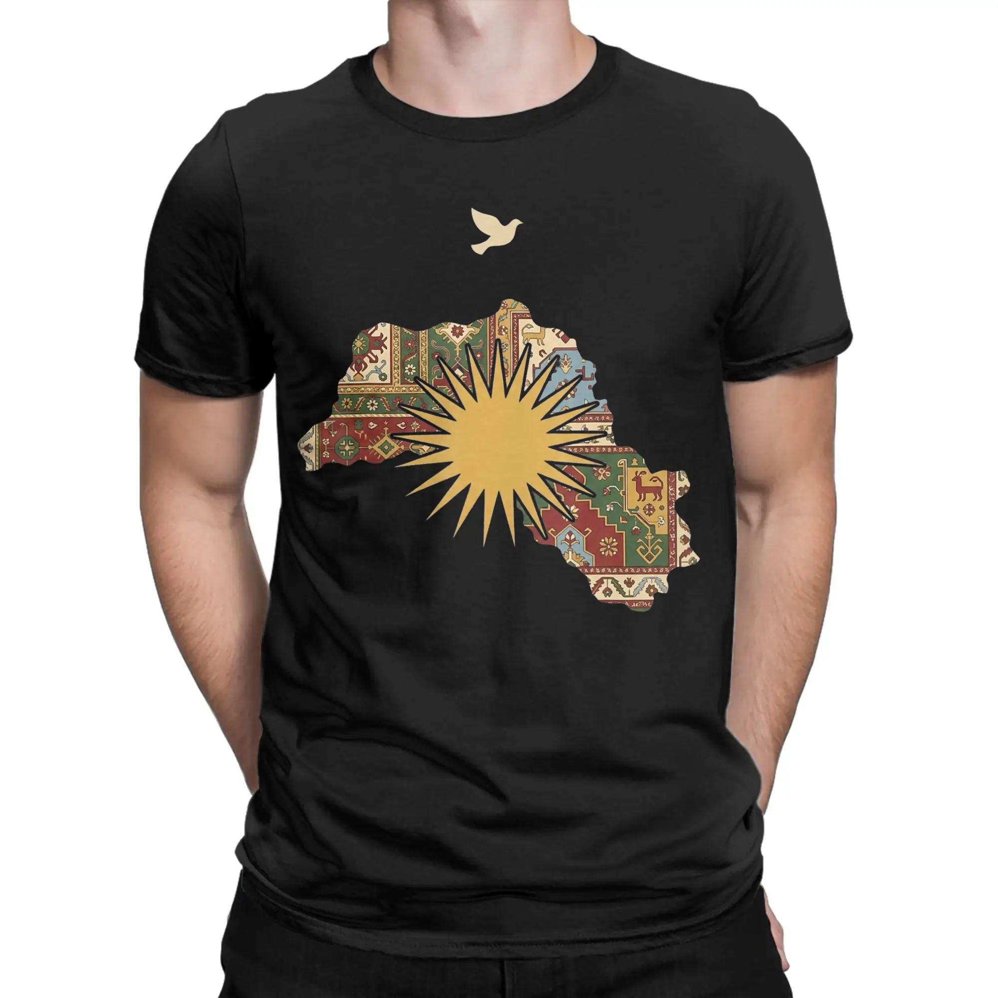 Kurdistan Map Flag Heritage Kurdish T Shirts Men Pure Cotton T-Shirt Round Neck Culture Ethnic Pride Tee Shirt Clothing 4XL 5XL