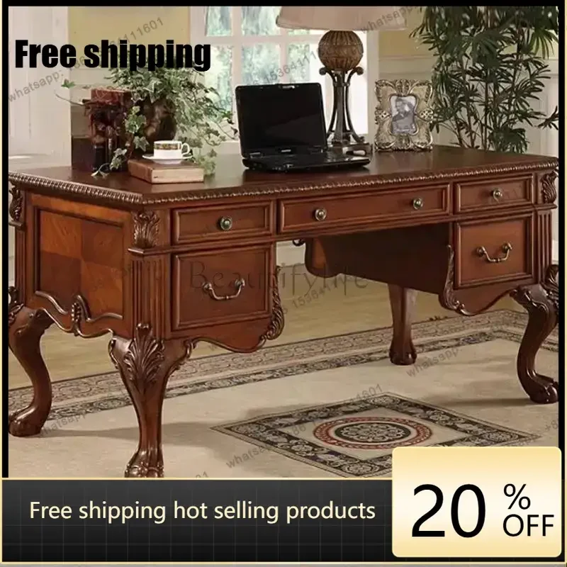 PJ  Strong Brown Office Desks Storage Vintage Deep Luxury Large Office Desks