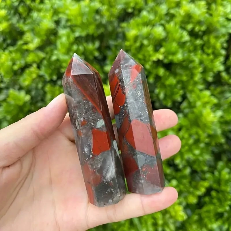 1 Stück afrikanischer Blutstein Turm Huhn Blutstein Punkt Energie Kristall für Heilung und Feng Shui Home Dekoration Ornamentl Geschenk