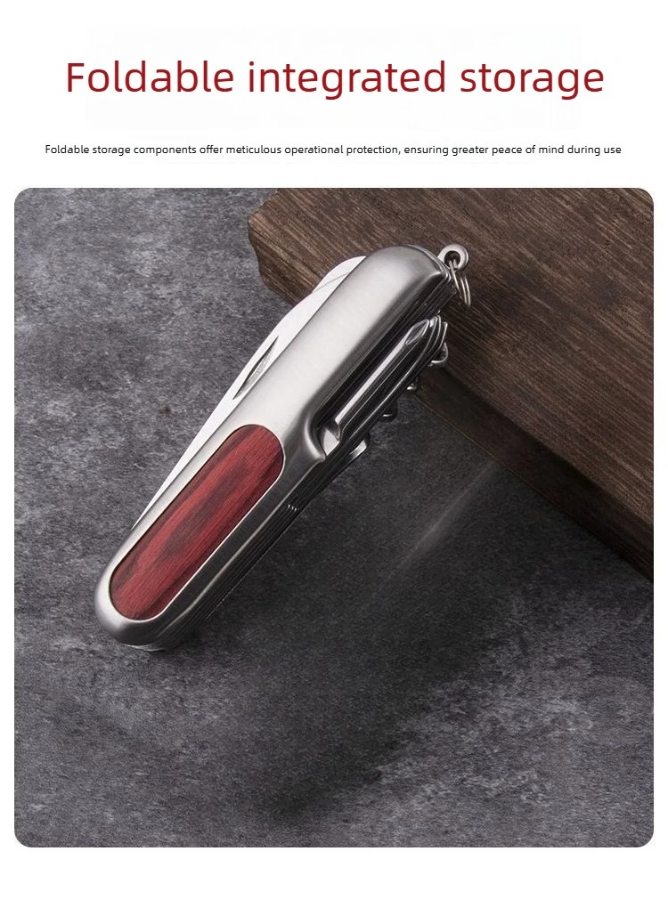 10 in 1 Multifunctional Swiss Folding Knife Stainless Steel Portable Outdoor Camping Survival Tool with Pliers, Bottle Opener view 3