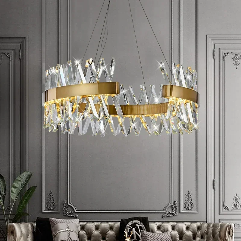 

Modern Led Crystal Pendant Light New Semi Round Design Light Living Room Pendant Hanging Room Suspend Lamp Restaurant Lights