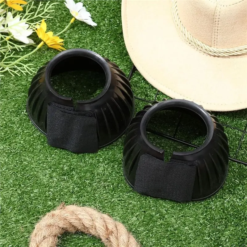 A06F-For Equine Leg Protection& Support- Rubber Horse Fetlock Boots(2Pcs), Elastic Design Featuring Magic Buckle
