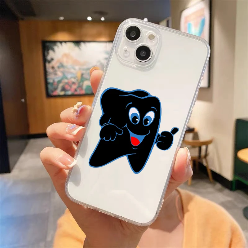 Dentist Teeth Tooth Cute Luxury Transparent Soft Phone Case For iPhone 15 14 13 12 11 Pro Max XS X XR 7 8 Plus Cover Fundas