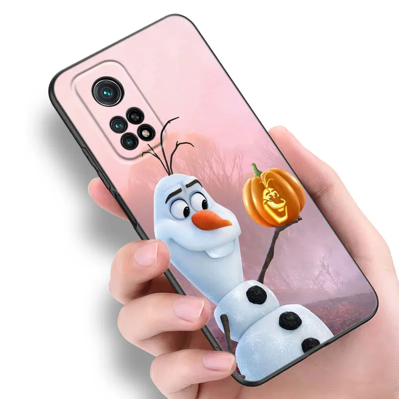 Cute O-Olaf Black Silicone Phone Case For Xiaomi Mi 9 SE 8 10 10T 11 12 13 Lite 9T 11T 12S 12T 13T 14 Pro 5G NE 11i 12X