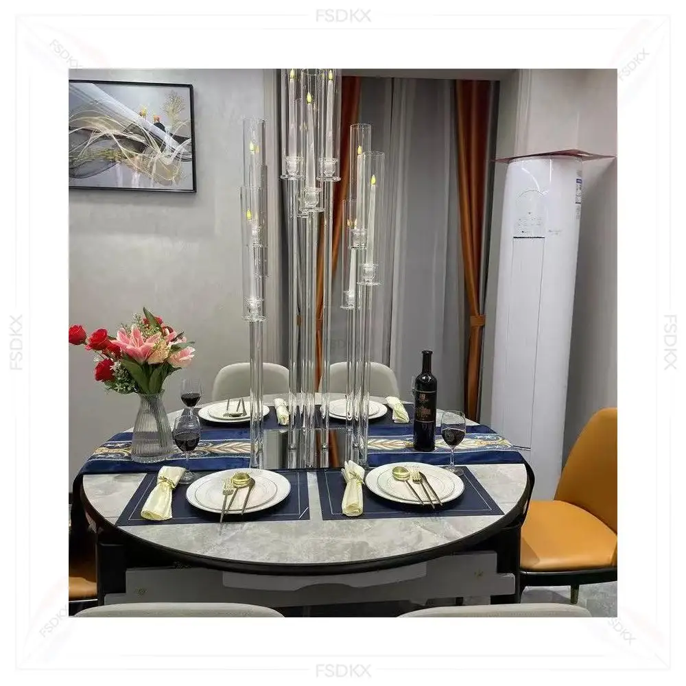 FSDKX Decoration Luxury Metal Gold Candle Holders Candlestick Holder Decorative Table Centerpiece for Wedding Event Party