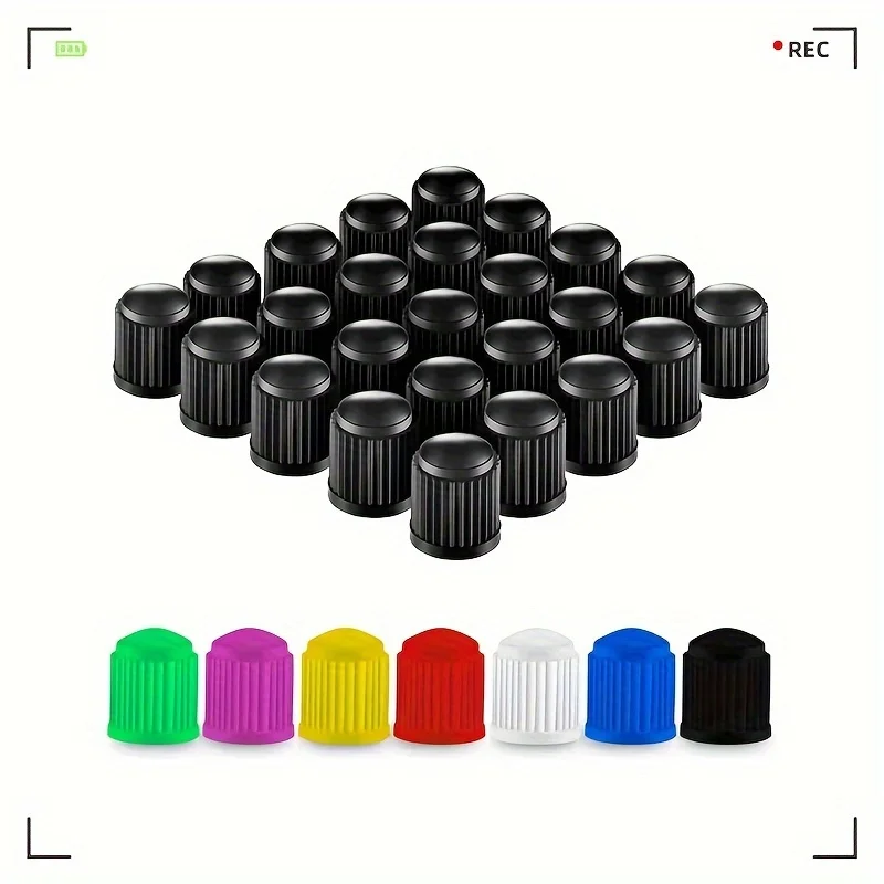 100pcs A Bag Black Aluminium Alloy Valve Stem Cap Dust Cover For Car/Bicycle Tires 13*10mm Plastic American Truck