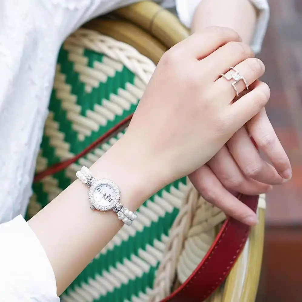 Women\'s Watch Japan Quartz Fashion Luxury Jewelry Crystal Hours Mother-of-pearl Wedding Bracelet Girl Gift Royal Crown Box