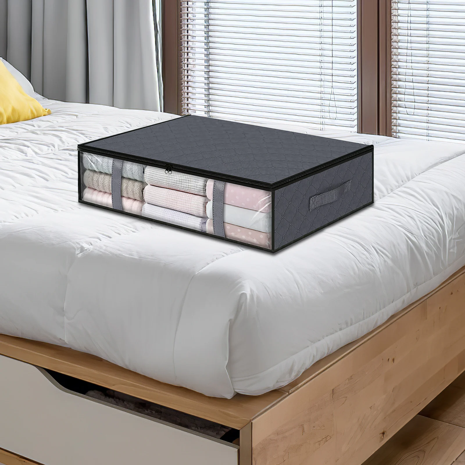 

2Pcs Clothes Storage Bags Large Capacity Non woven Fabric Quilt ganizer Home Pouches Foldable Under Bed Bag Containers