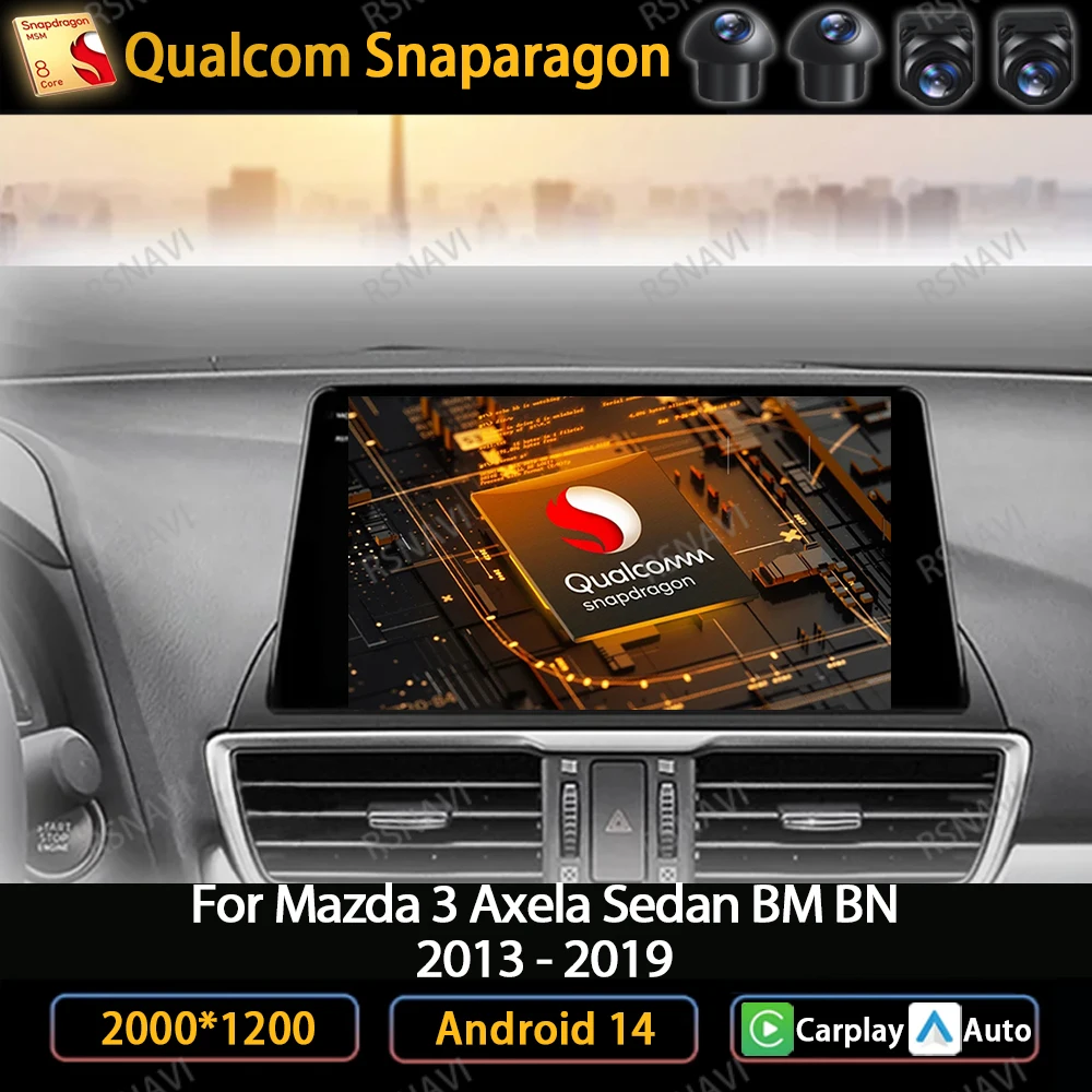 

Автомагнитола на Android 14 для Mazda 3 Axela 2013 - 2018 Carplay, автомагнитола с GPS, Wi-Fi, 4G-навигацией, мультимедийный стерео видеоплеер