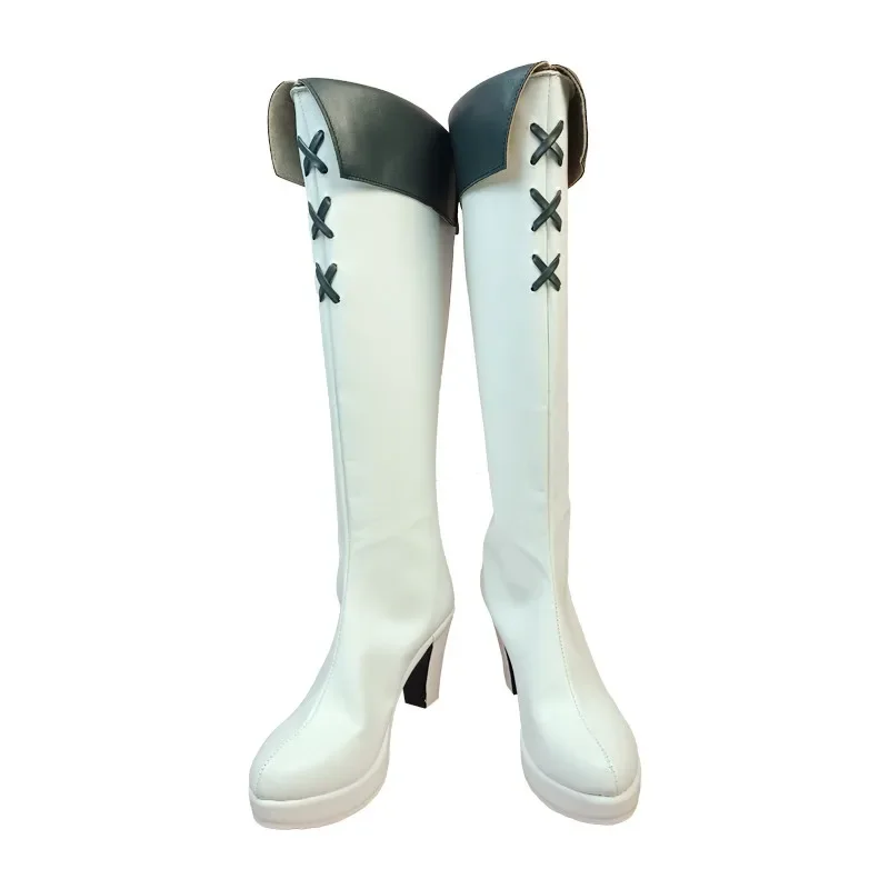Akame Ga Kill Algemene Esdeath Witte Cosplay Laarzen Schoenen Vrouwen Hoge Hak Schoenen Cosplay Kostuum Partij Schoenen Op maat gemaakte laarzen