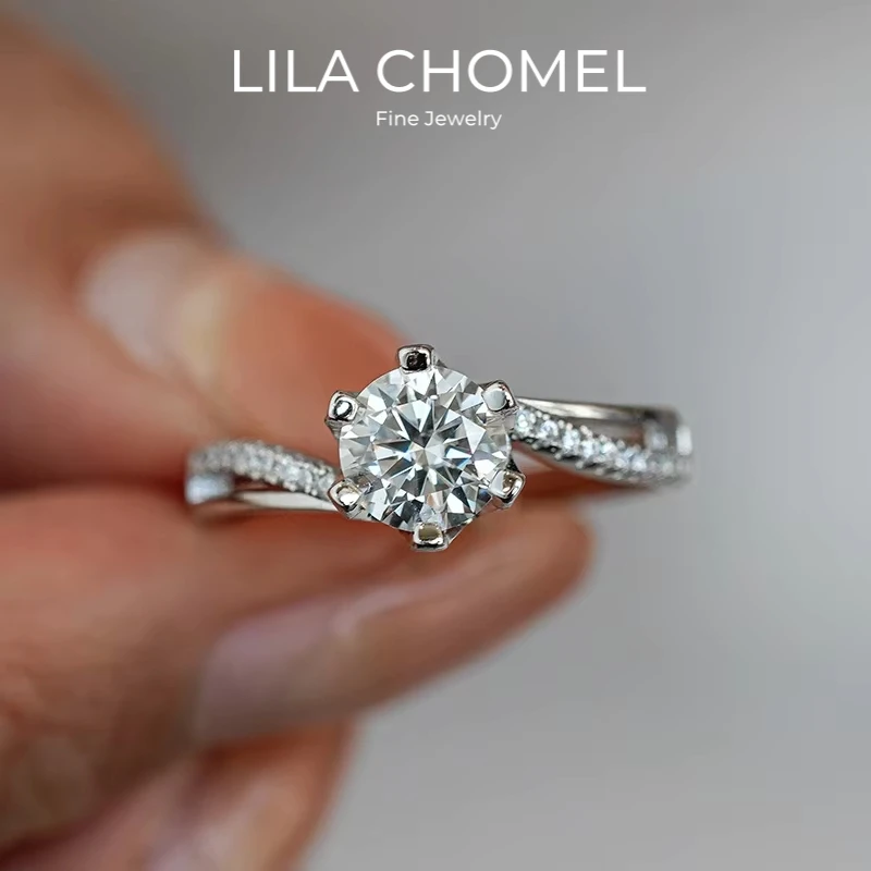 

Кольца для подарка на день рождения из белого золота 18 карат на День святого Валентина, 1 карат, муассанит с бриллиантами, женское обручальное кольцо PT950, платиновые вечерние украшения