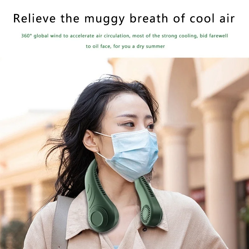 New Youpin Hanging Neck Fans Portable Cooling ventilador USB Leafless 360 Degree Neckband 78 Surround Air Outlets Rechargeable