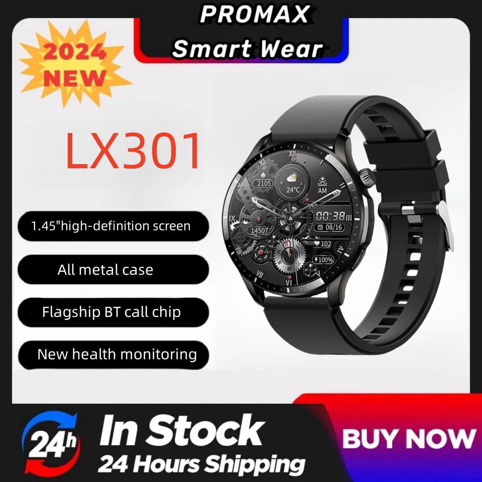 New LX301 Smart Watch Round Retina IPS HD Touch Screen Bluetooth Call Fitness Tracker