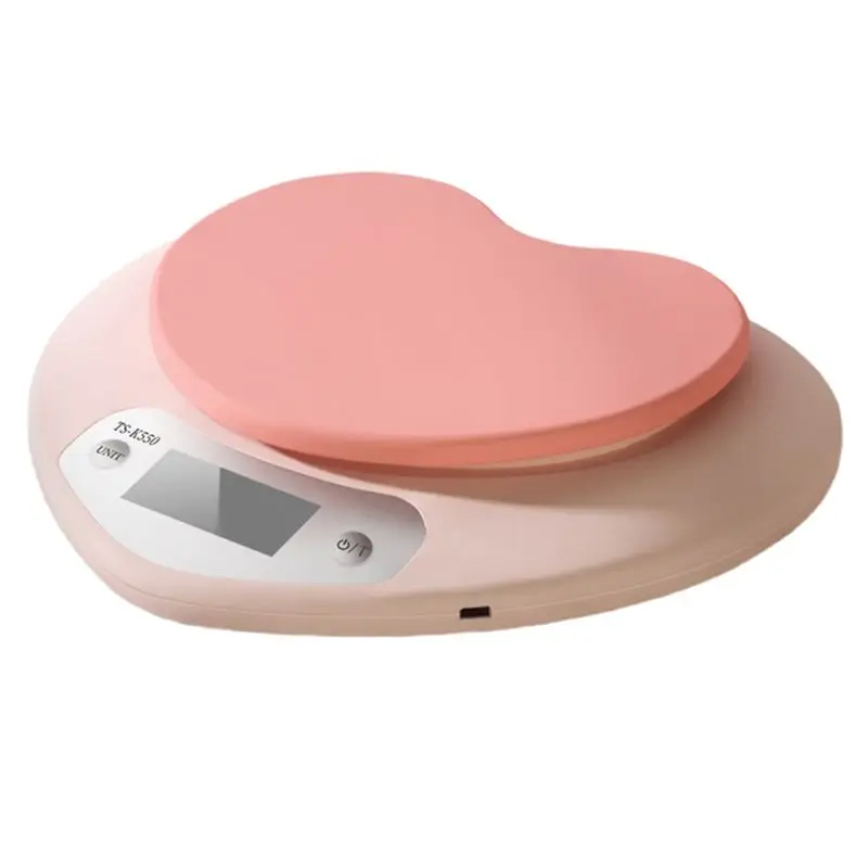 

Multi-Function Digital Electronic Scale 5Kg/1G Portable Pink Heart-Shaped Kitchen Baking High-Precision LCD Display