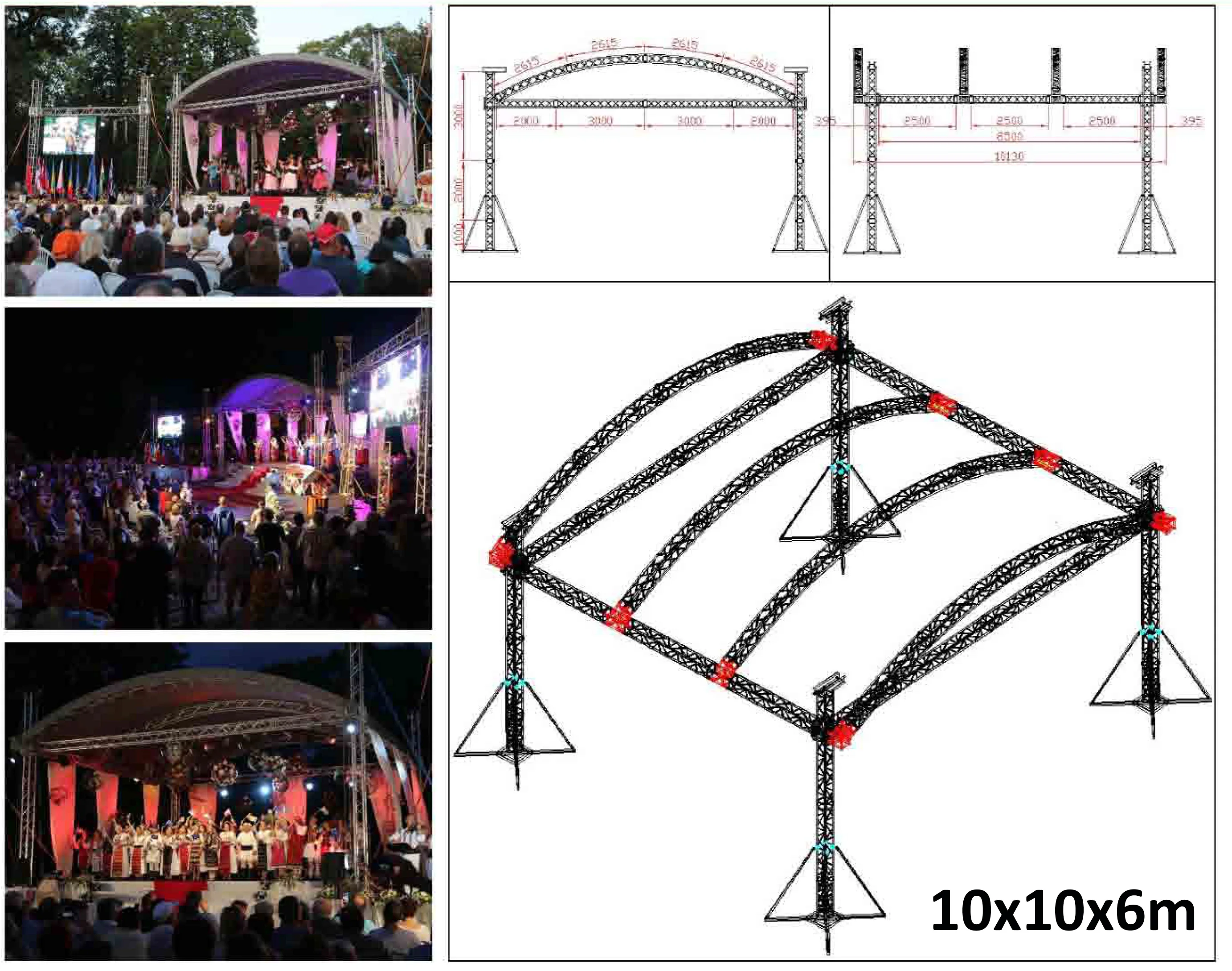 Good Quality Aluminum Light Frame Outdoor Competitive Sliver Color High Loading Theater Concert Movable Stage Tent Truss
