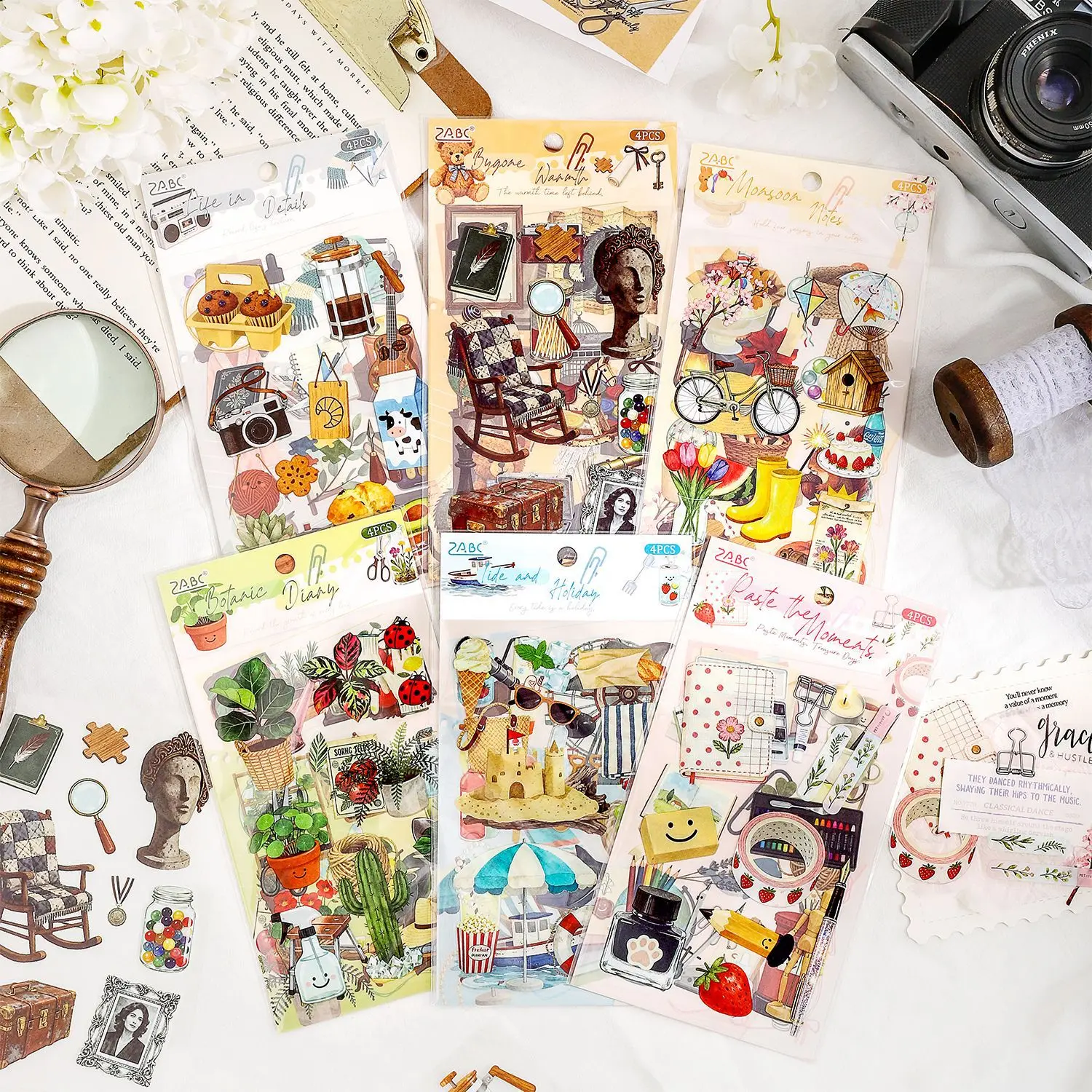 Paper Poetry Sticker Pack Die-Cut Waterproof PET Stickers for Kids Journaling Adhesive Scrapbook Hand Account Supplies